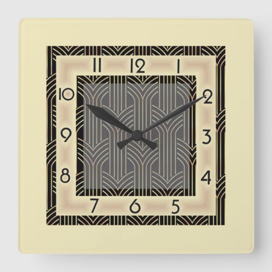 Art Deco-stijl Vierkante Klok (Voorkant)