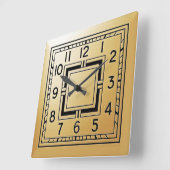 Art Deco stijl vierkante klok in goud. (Hoek)