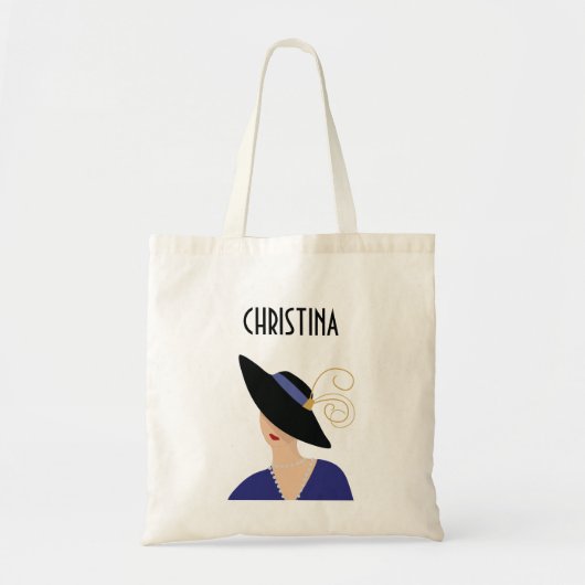 Art Deco-stijl vrouw uit de jaren 30 met zwarte ho Tote Bag (Voorkant)