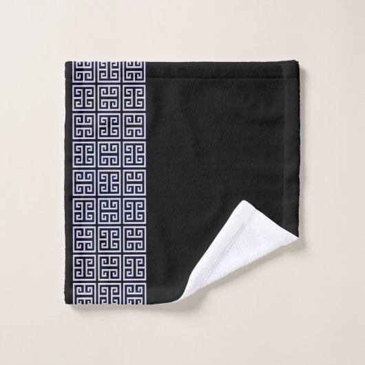 Art Deco Stijl Zwart en Grijs Handdoek Set (Wasdoekje)