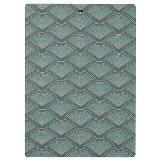 Art Deco stijlpatroon in blauwgroen blauwe kleur Klembord (Achterkant)