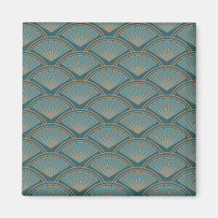 Art Deco stijlpatroon in blauwgroen blauwe kleur Magneet