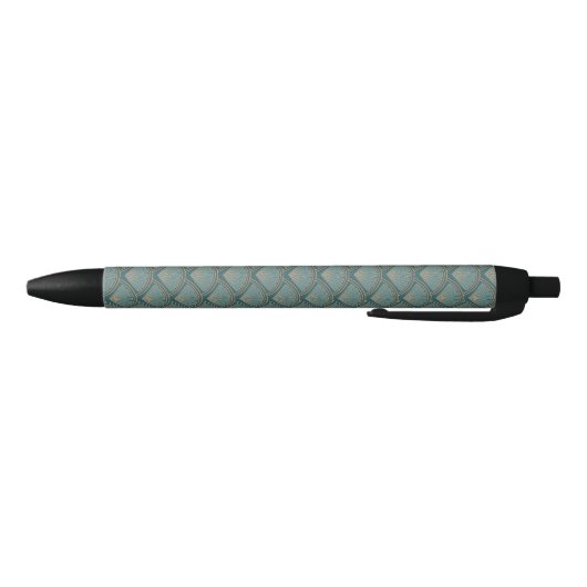 Art Deco stijlpatroon in blauwgroen blauwe kleur Zwarte Inkt Pen (Bodem)