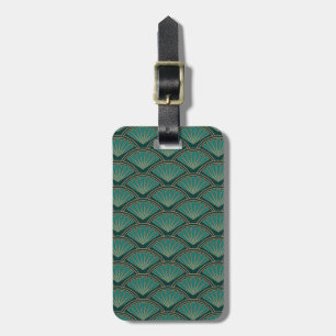 Art Deco stijlpatroon in blauwgroen groene kleur Bagagelabel