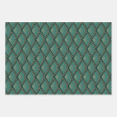 Art Deco stijlpatroon in blauwgroen groene kleur Inpakpapier Vel (Voorkant 3)