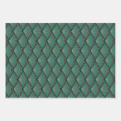 Art Deco stijlpatroon in blauwgroen groene kleur Inpakpapier Vel (Voorkant 2)