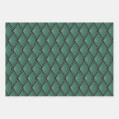 Art Deco stijlpatroon in blauwgroen groene kleur Inpakpapier Vel (Voorkant)
