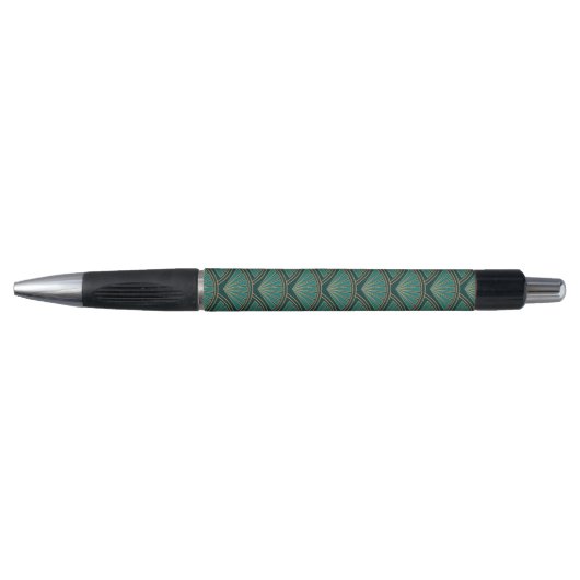 Art Deco stijlpatroon in blauwgroen groene kleur Pen (Voorkant)