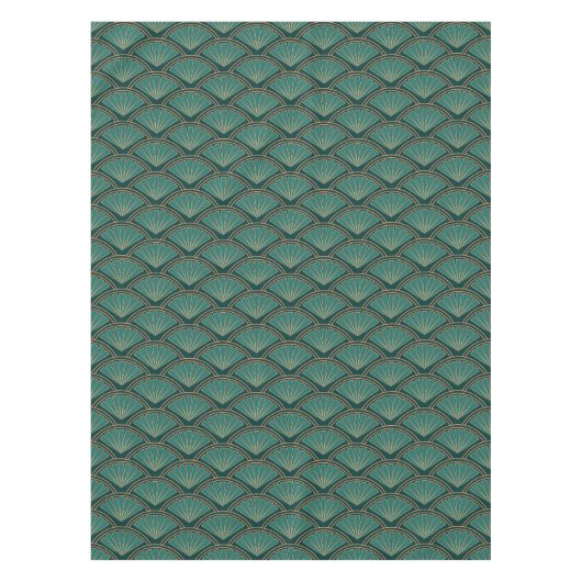 Art Deco stijlpatroon in blauwgroen groene kleur Tafelkleed (Voorkant)