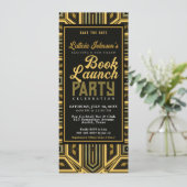 Art Deco Stijlvolle Glam Boekenlancering Kaart (Staand voorkant)