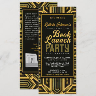 Art Deco Stijlvolle Glam Boekenlancering Kaart