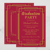 Art Deco Stijlvolle gouden randuitnodiging Kaart (Voorkant / Achterkant)