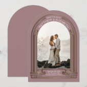 Art Deco Stof Roze Bronzen Boog Bewaar de Datum Kaart (Voorkant / Achterkant)