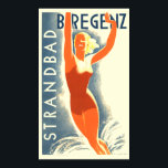 Art Deco Strandbad Bregenz Reistoerisme Poster<br><div class="desc">Dit is een digitaal verbeterde afdruk van een  deco Strandbad Bregenz toerismeposter uit 1930 van Lois Gaigg. U kunt de achtergrondkleur aanpassen.</div>