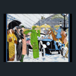 Art Deco Street Scene Poster<br><div class="desc">Kunst deco straatscène met de mode van een vrouw.</div>