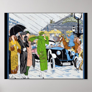 Art Deco Street Scene Poster