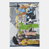 Art Deco Street Scene Theedoek (Verticaal)