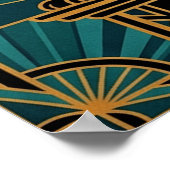 Art Deco Stretching Black Cat Wall Art Poster (Hoek)