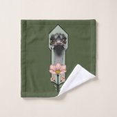 Art Deco struisvogel bloemen groen Bad Handdoek (Wasdoekje)