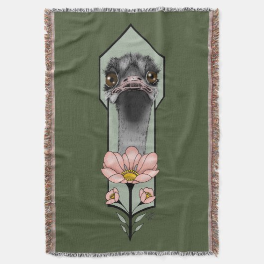 Art Deco struisvogel bloemen groen Deken (Voorkant Verticaal)