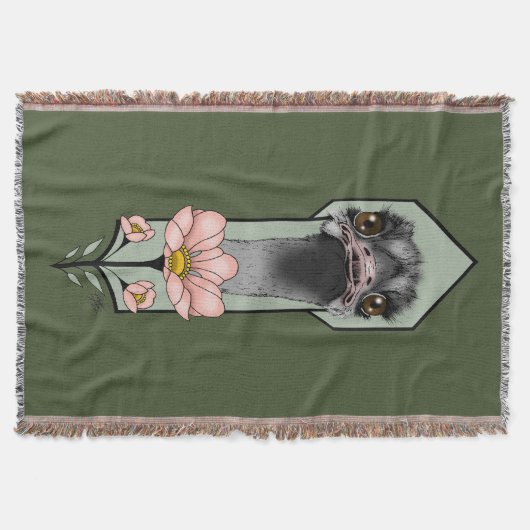 Art Deco struisvogel bloemen groen Deken (Voorkant)