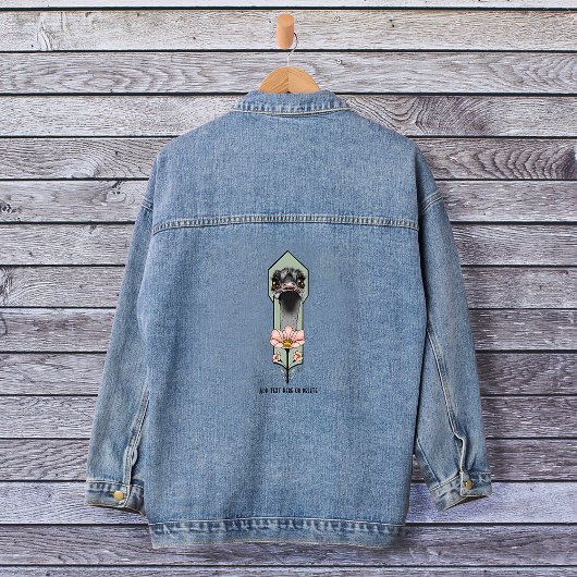 Art Deco struisvogel bloemen groen Denim Jacket