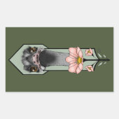 Art Deco struisvogel bloemen groen Rechthoekige Sticker (Voorkant)