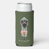 Art Deco struisvogel bloemen groen Seltzer Blikjeskoeler (Seltzer Voorkant)