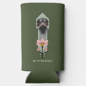 Art Deco struisvogel bloemen groen Seltzer Blikjeskoeler (Achterkant)