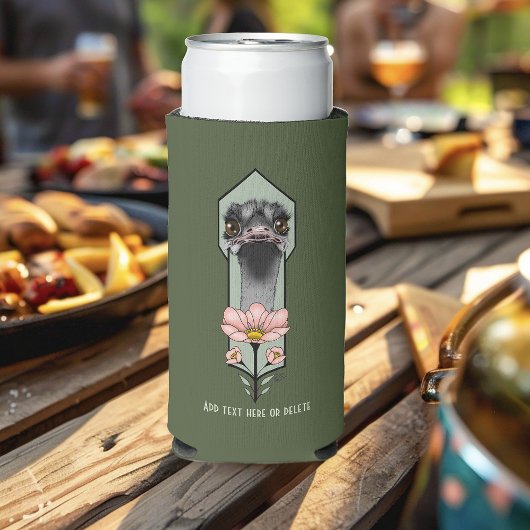 Art Deco struisvogel bloemen groen Seltzer Blikjeskoeler