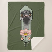 Art Deco struisvogel bloemen groen Sherpa Deken (Voorkant)