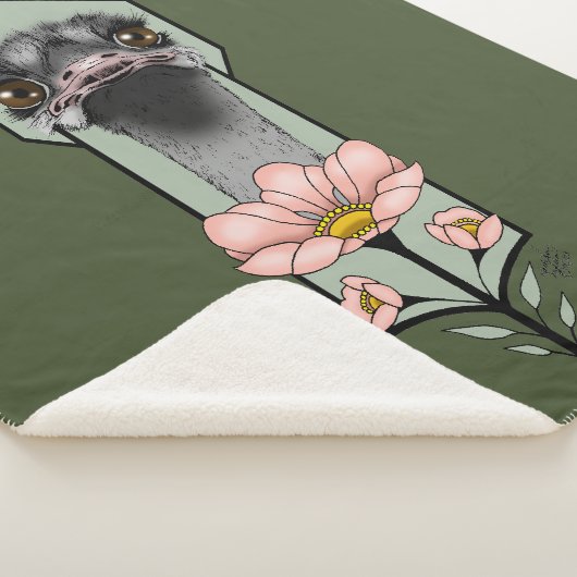 Art Deco struisvogel bloemen groen Sherpa Deken (3/4)