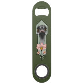 Art Deco struisvogel bloemen groen Speed Flessenopener (Voorkant)