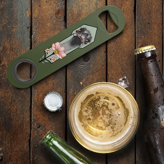 Art Deco struisvogel bloemen groen Speed Flessenopener