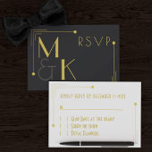 Art Deco Style 1920 Zwart Goud RSVP-kaarten Kaart