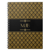Art Deco Style Black en Gold Fan Pattern Notitieboek (Voorkant)