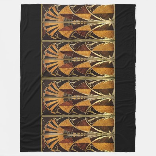 Art Deco Style Black Gold Fleece Deken (Voorkant)
