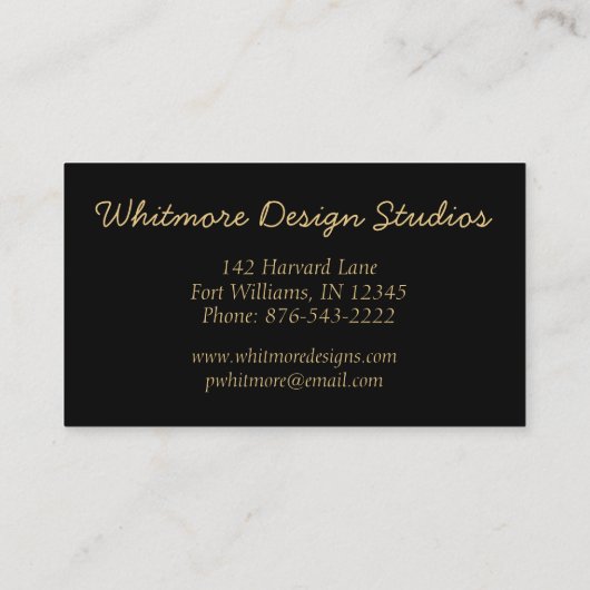 Art Deco Style Black Gold Shell Pattern Visitekaartje (Achterkant)