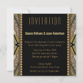 Art Deco Style Black Gold Wedding Receptie uitnodi Kaart (Achterkant)