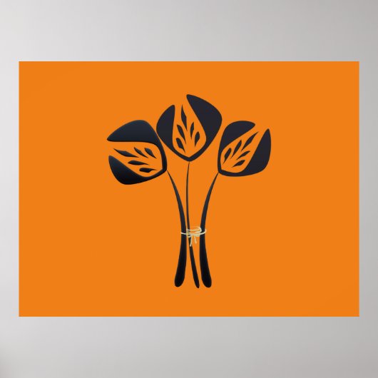 Art Deco Style Bouquet Red Poster (Voorkant)