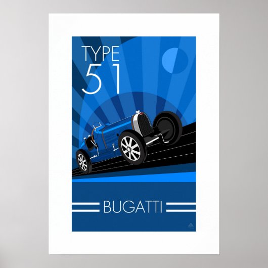 Art Deco Style Buggatti Poster (Voorkant)