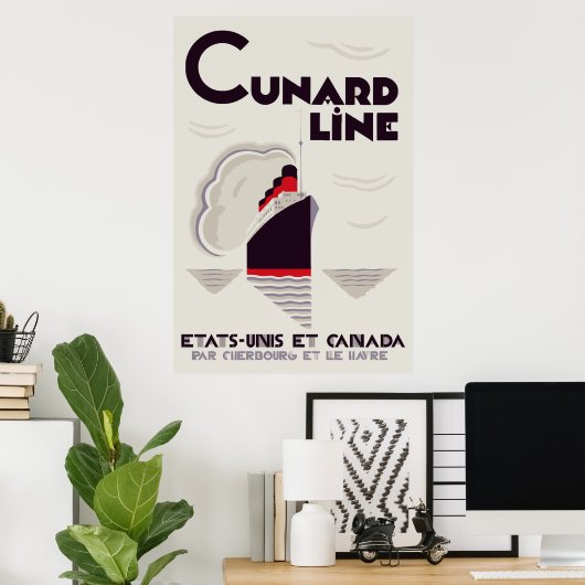 Art Deco Style Cunard Line Poster (Thuiskantoor)