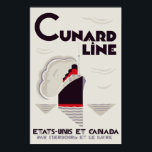 Art Deco Style Cunard Line Poster<br><div class="desc">Contacteer ons voor douanegrootte of als u dit afbeelding op andere giften Zazzle wilt. Ons eigen minimale kunstdecostijlvectorwerk,  geïnspireerd door een oud afbeelding uit de jaren 20. Vertaling uit het Frans: Cunard Line,  Verenigde Staten en Canada. Van Cherbourg en Le Havre.</div>