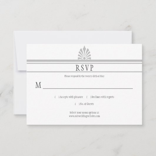 Art Deco Style Dove Grey RSVP | (Voorkant)