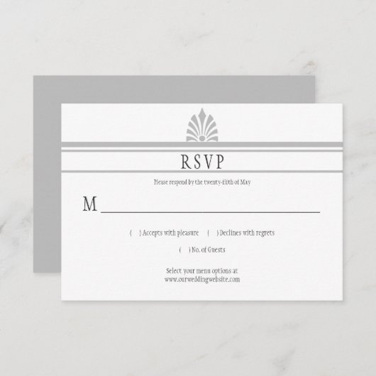 Art Deco Style Dove Grey RSVP | (Voorkant / Achterkant)