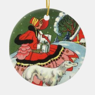 Art Deco Style Girl-kerstkunstversiering Keramisch Ornament