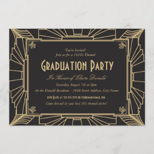 Art Deco Style Graduation Party Uitnodiging
