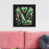 Art Deco Style Groene Stiletto's Canvas Afdruk (Insitu (Woonkamer))