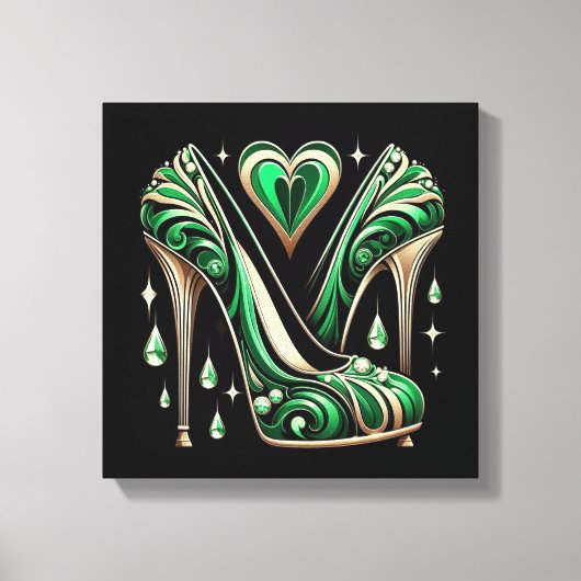 Art Deco Style Groene Stiletto's Canvas Afdruk (Voorkant)