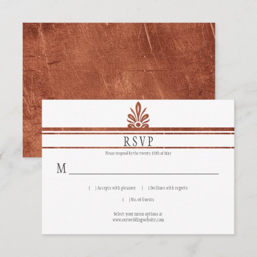 Art Deco Style Koper Glitter RSVP | (Voorkant / Achterkant)